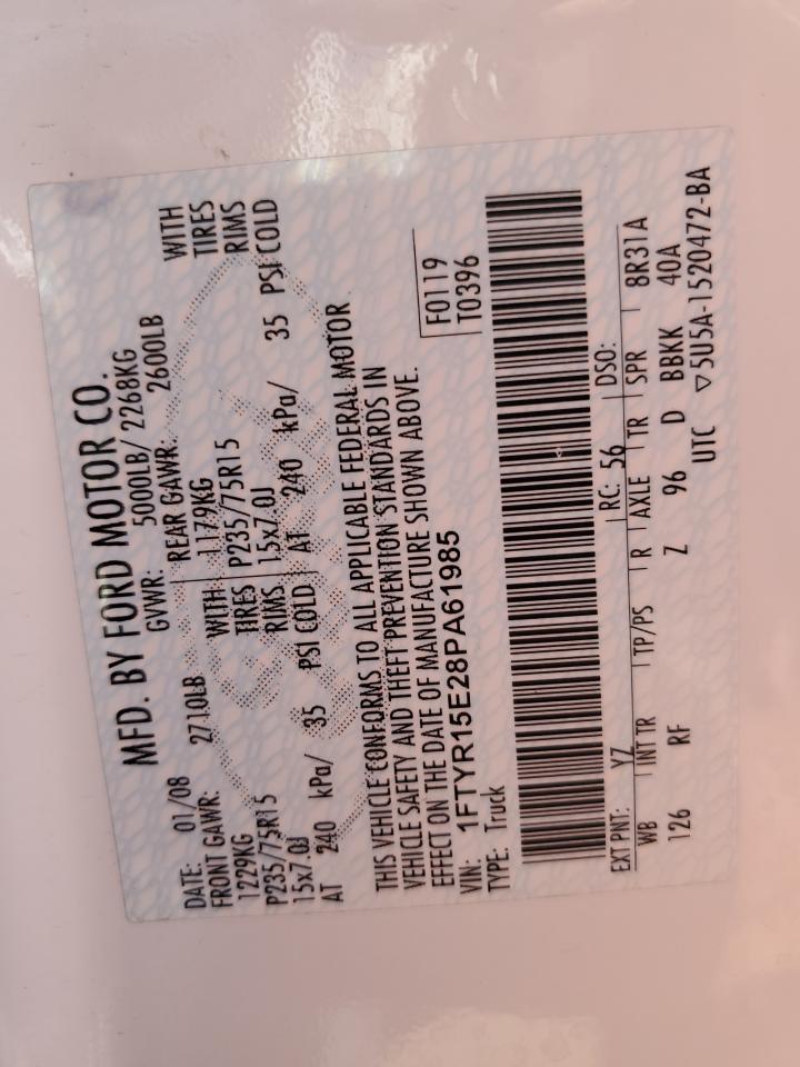 1FTYR15E28PA61985 2008 Ford Ranger Super Cab