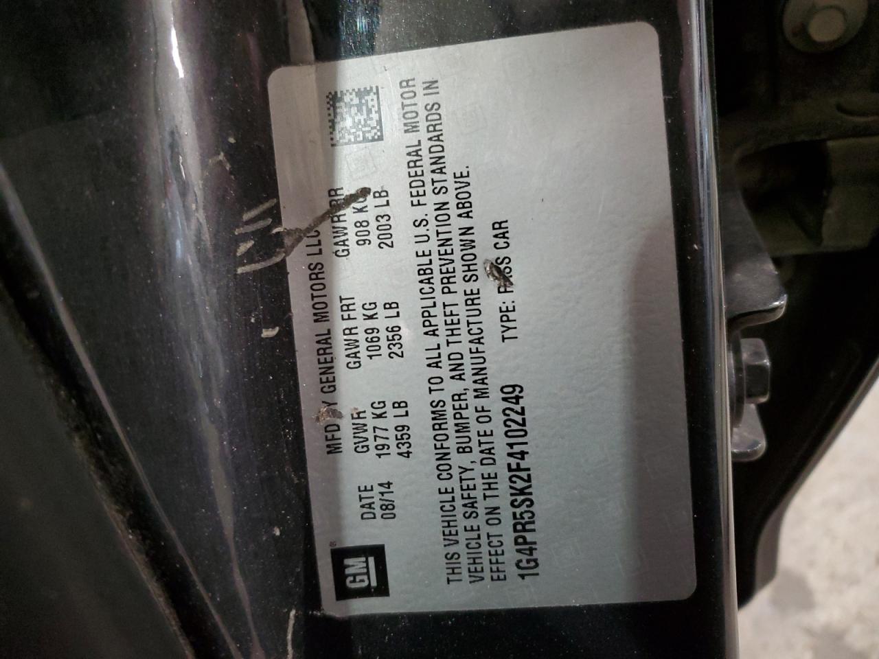 1G4PR5SK2F4102249 2015 Buick Verano Convenience