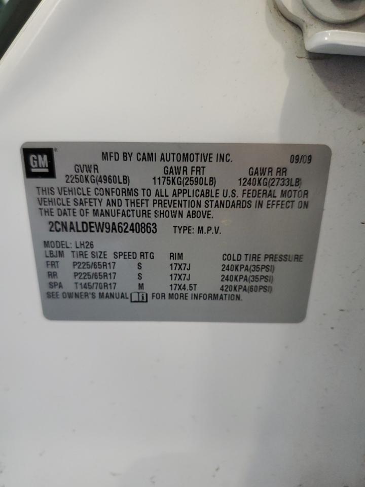 2CNALDEW9A6240863 2010 Chevrolet Equinox Lt