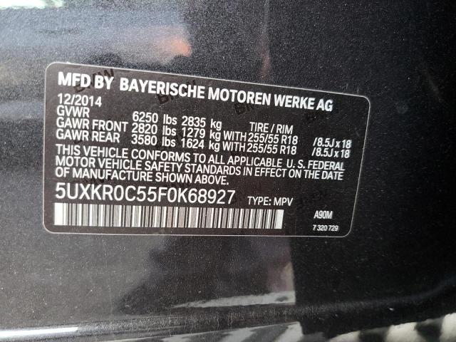2015 BMW X5 xDrive35I VIN: 5UXKR0C55F0K68927 Lot: 61055324