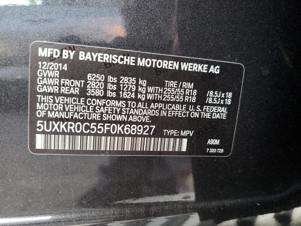 5UXKR0C55F0K68927 2015 BMW X5 xDrive35I