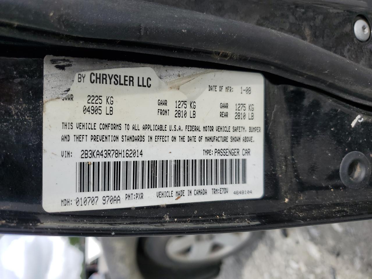 2B3KA43R78H162014 2008 Dodge Charger