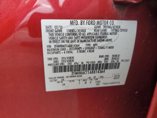 2010 Ford Flex Sel VIN: 2FMHK6CT1ABB14364 Lot: 59314184