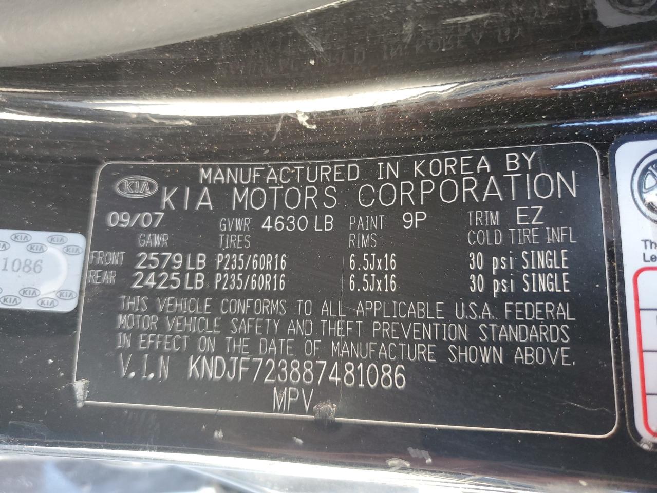 KNDJF723887481086 2008 Kia Sportage Ex