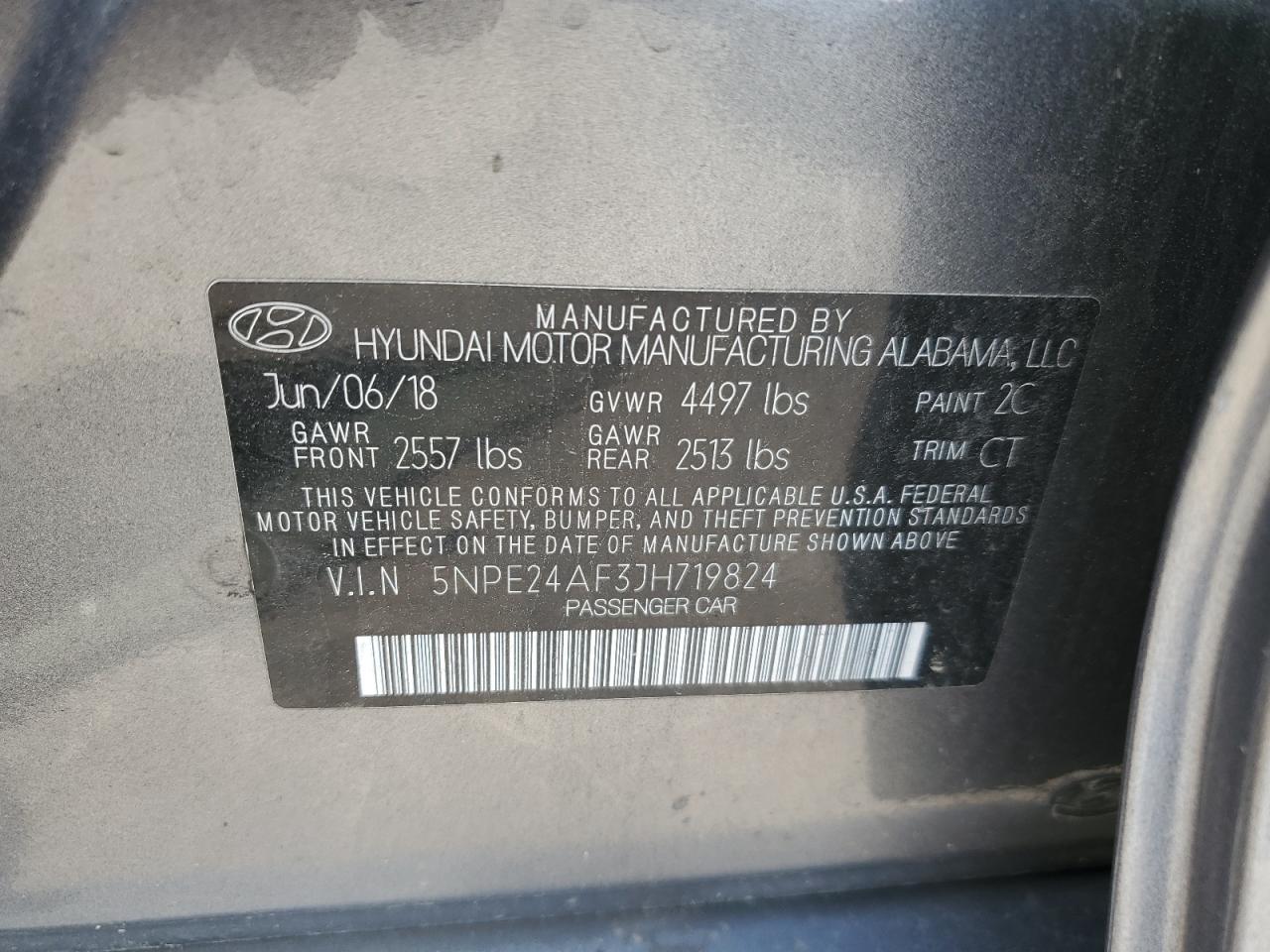 5NPE24AF3JH719824 2018 Hyundai Sonata Se