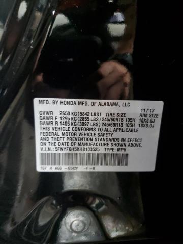 2017 Honda Pilot Exl VIN: 5FNYF6H5XHB103525 Lot: 59251424