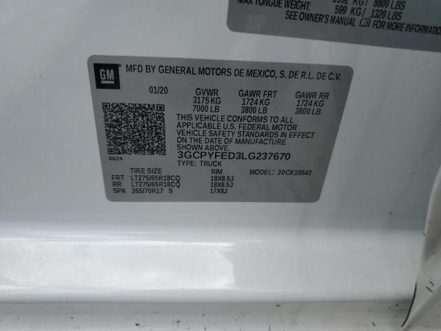 2020 CHEVROLET SILVERADO - 3GCPYFED3LG237670