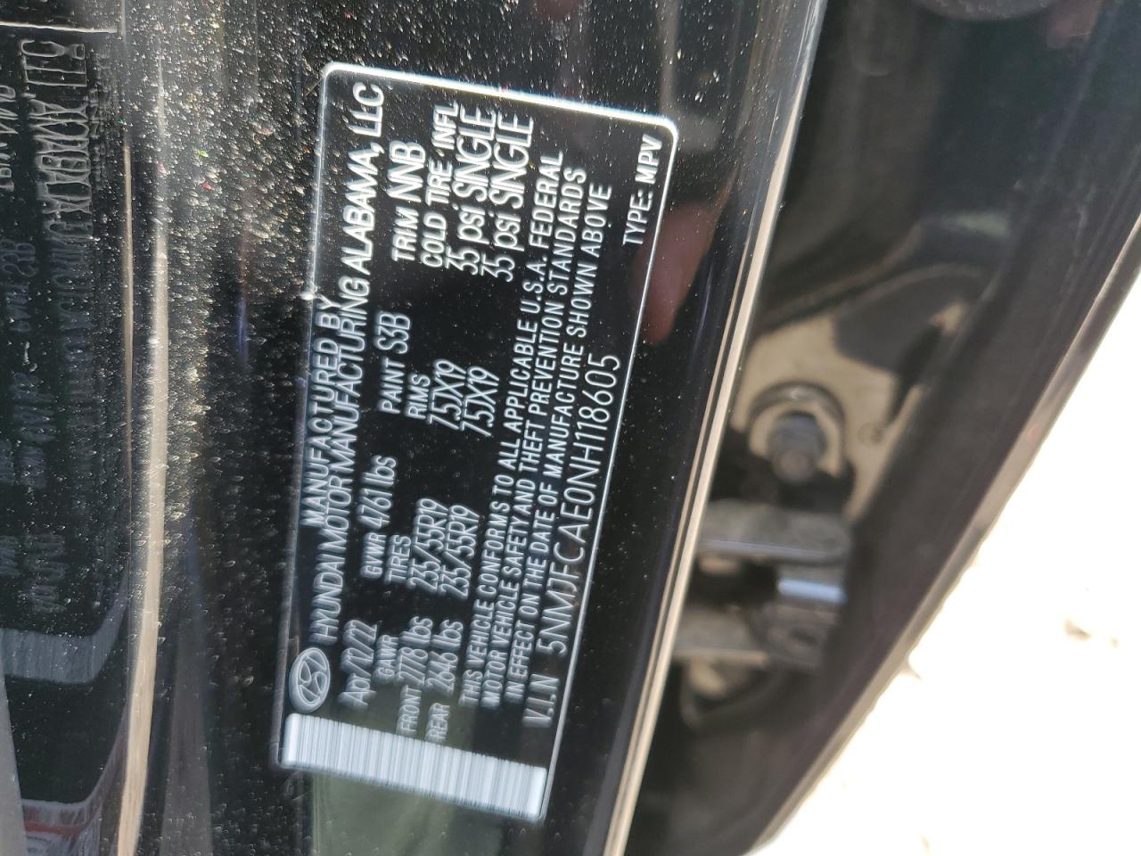 5NMJFCAE0NH118605 2022 Hyundai Tucson Sel