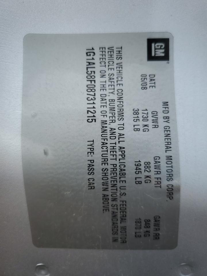 1G1AL58F087311215 2008 Chevrolet Cobalt Lt