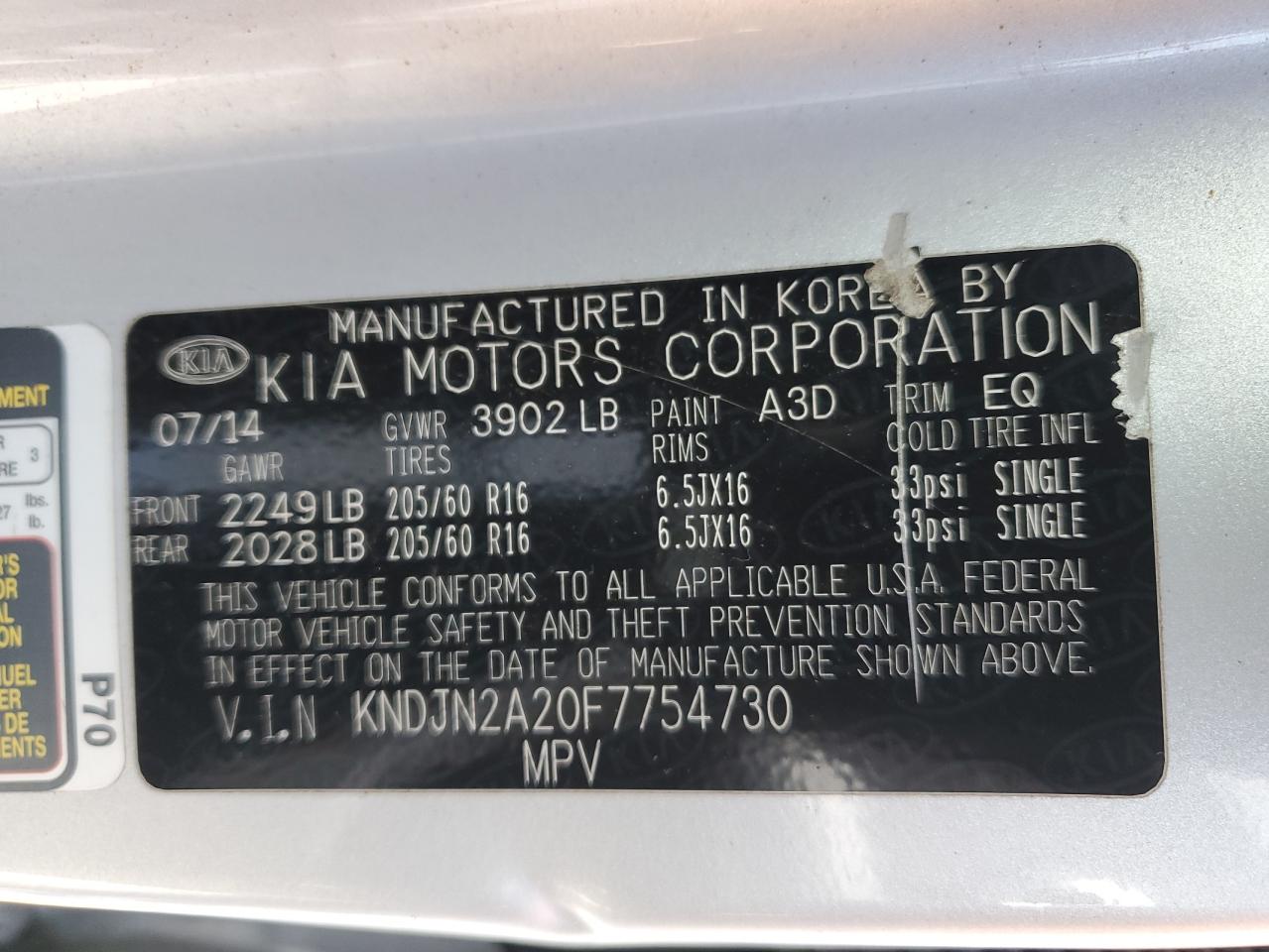 KNDJN2A20F7754730 2015 Kia Soul