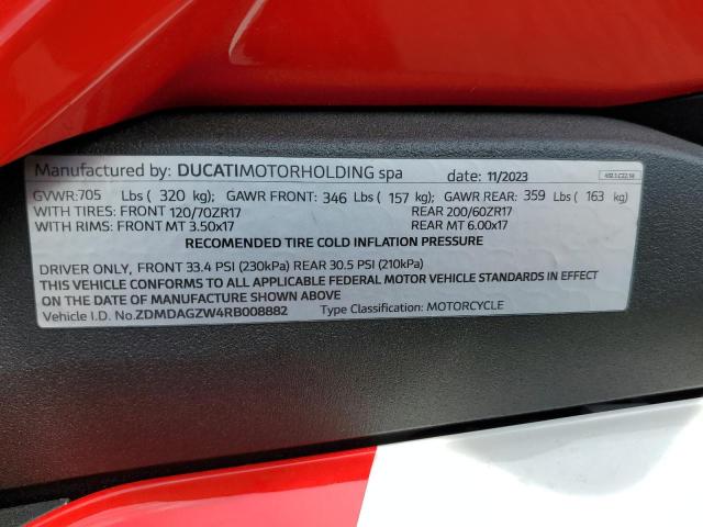2024 DUCATI PANIGALE V ZDMDAGZW4RB008882