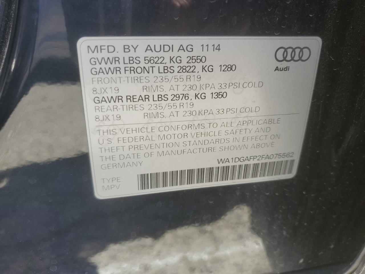 WA1DGAFP2FA075562 2015 Audi Q5 Premium Plus