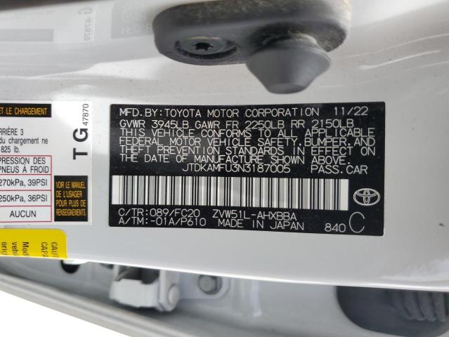 2022 Toyota Prius Night Shade VIN: JTDKAMFU3N3187005 Lot: 59563154