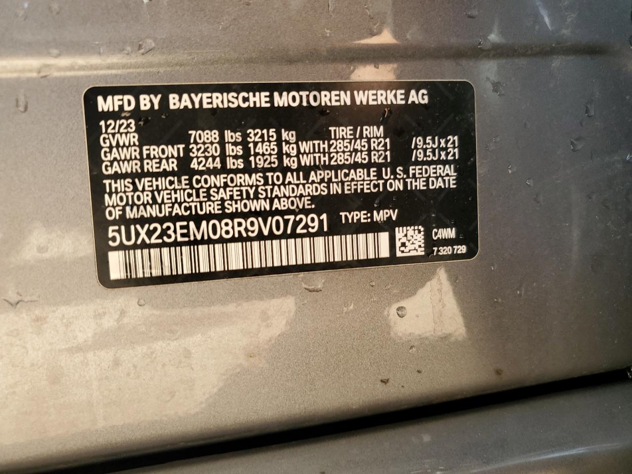 5UX23EM08R9V07291 2024 BMW X7 xDrive40I