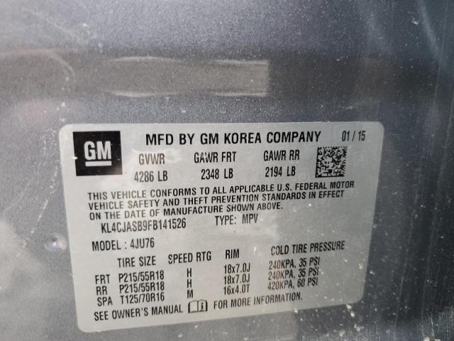 2015 Buick Encore VIN: KL4CJASB9FB141526 Lot: 57638354