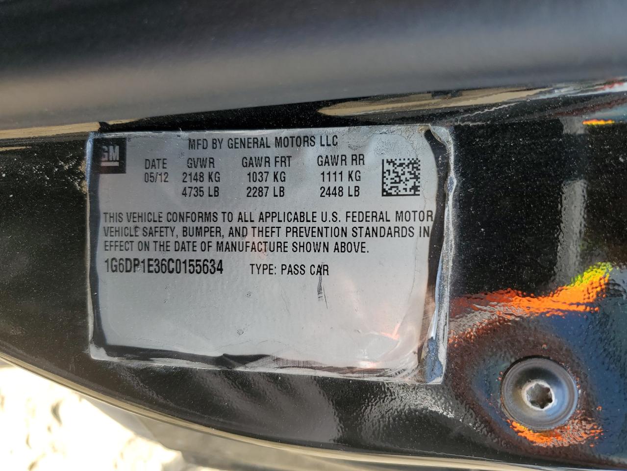 1G6DP1E36C0155634 2012 Cadillac Cts Premium Collection