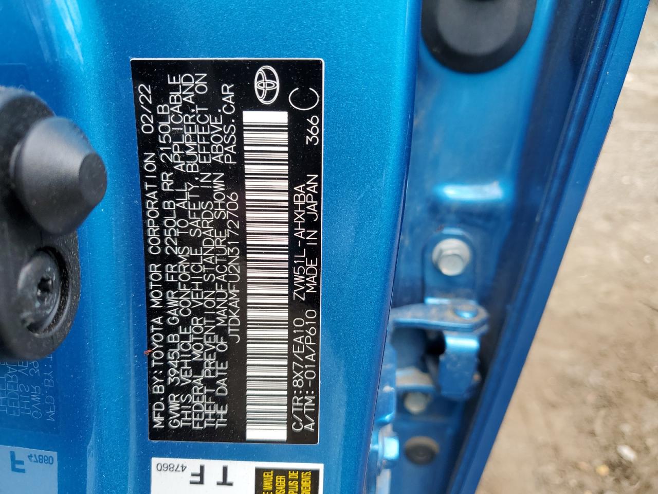 JTDKAMFU2N3172706 2022 Toyota Prius Night Shade