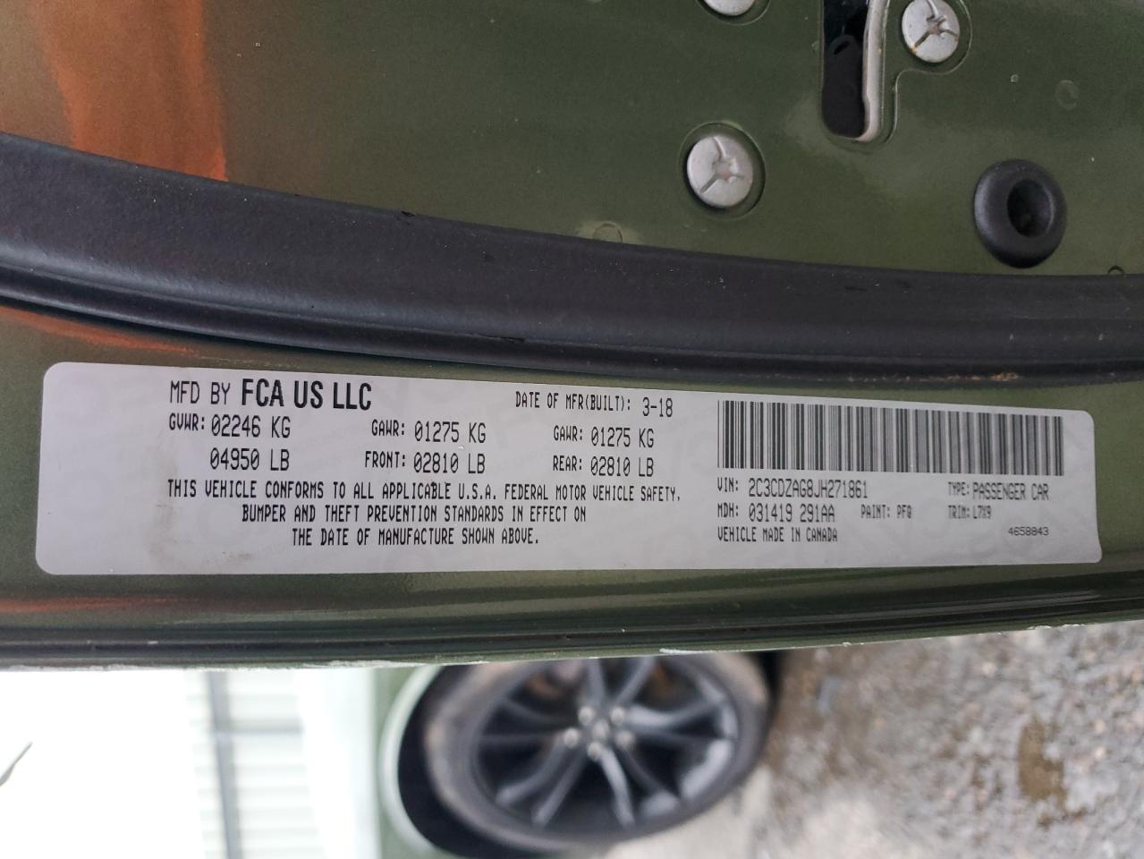 2C3CDZAG8JH271861 2018 Dodge Challenger Sxt