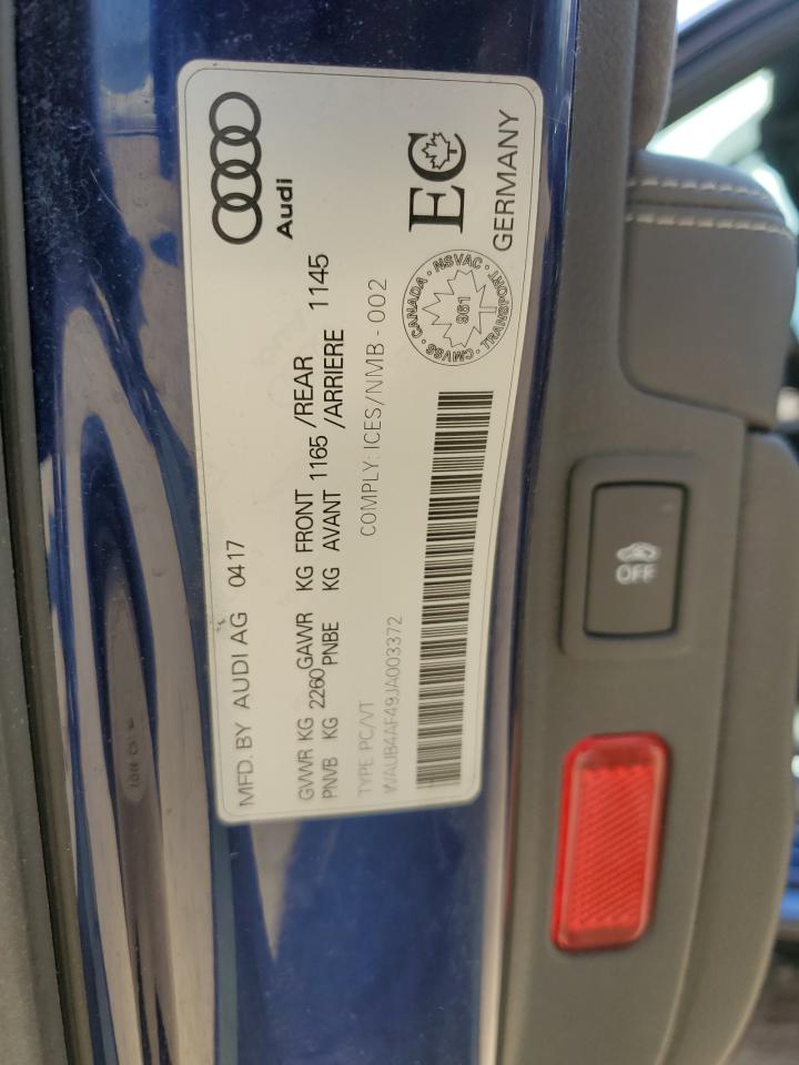 WAUB4AF49JA003372 2018 Audi S4 Premium Plus