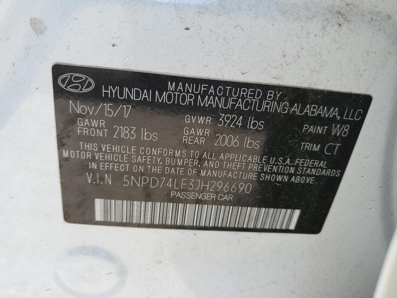 Lot #2662329161 2018 HYUNDAI ELANTRA SE