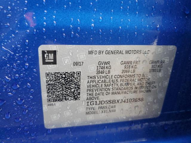 2018 Chevrolet Sonic Lt VIN: 1G1JD5SBXJ4103658 Lot: 57697464