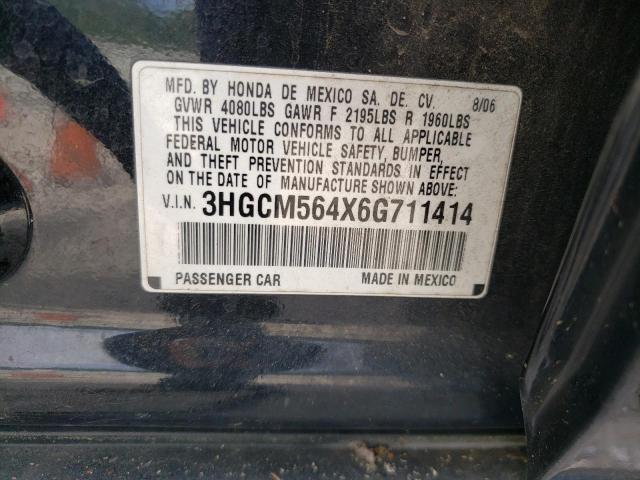 2006 Honda Accord Lx VIN: 3HGCM564X6G711414 Lot: 58391024