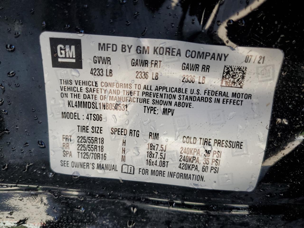 KL4MMDSL1NB050531 2022 Buick Encore Gx Select