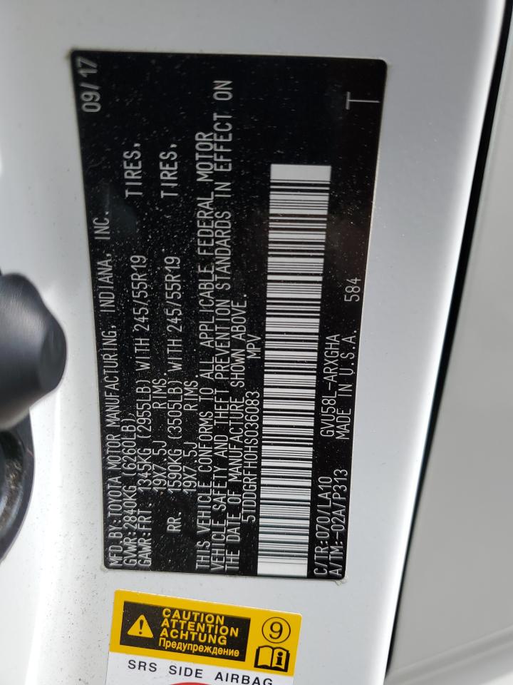 5TDDGRFH0HS036083 2017 Toyota Highlander Hybrid Limited