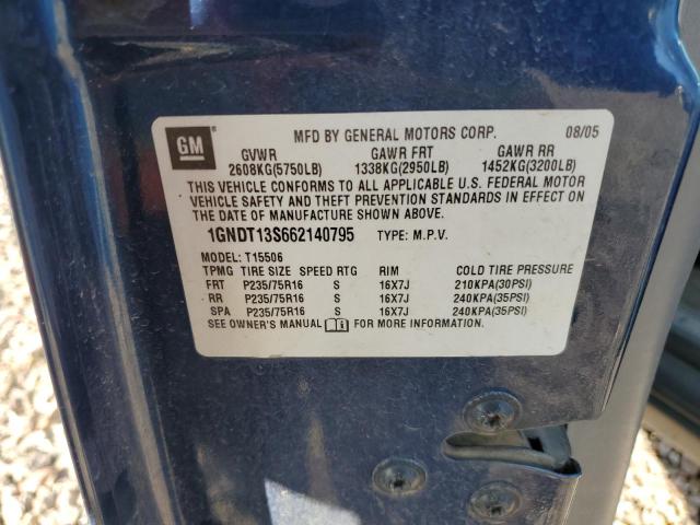 2006 Chevrolet Trailblazer Ls VIN: 1GNDT13S662140795 Lot: 57384794