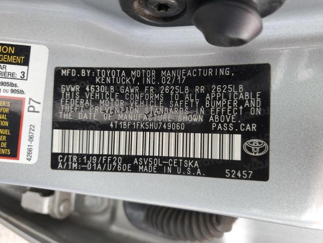 2017 TOYOTA CAMRY LE - 4T1BF1FK5HU749060