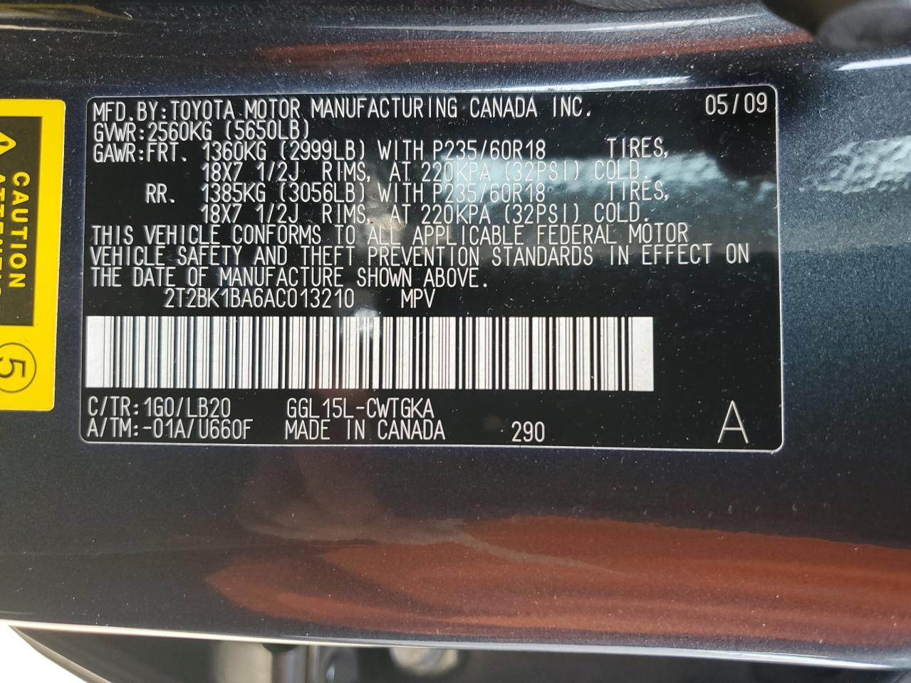 2T2BK1BA6AC013210 2010 Lexus Rx 350