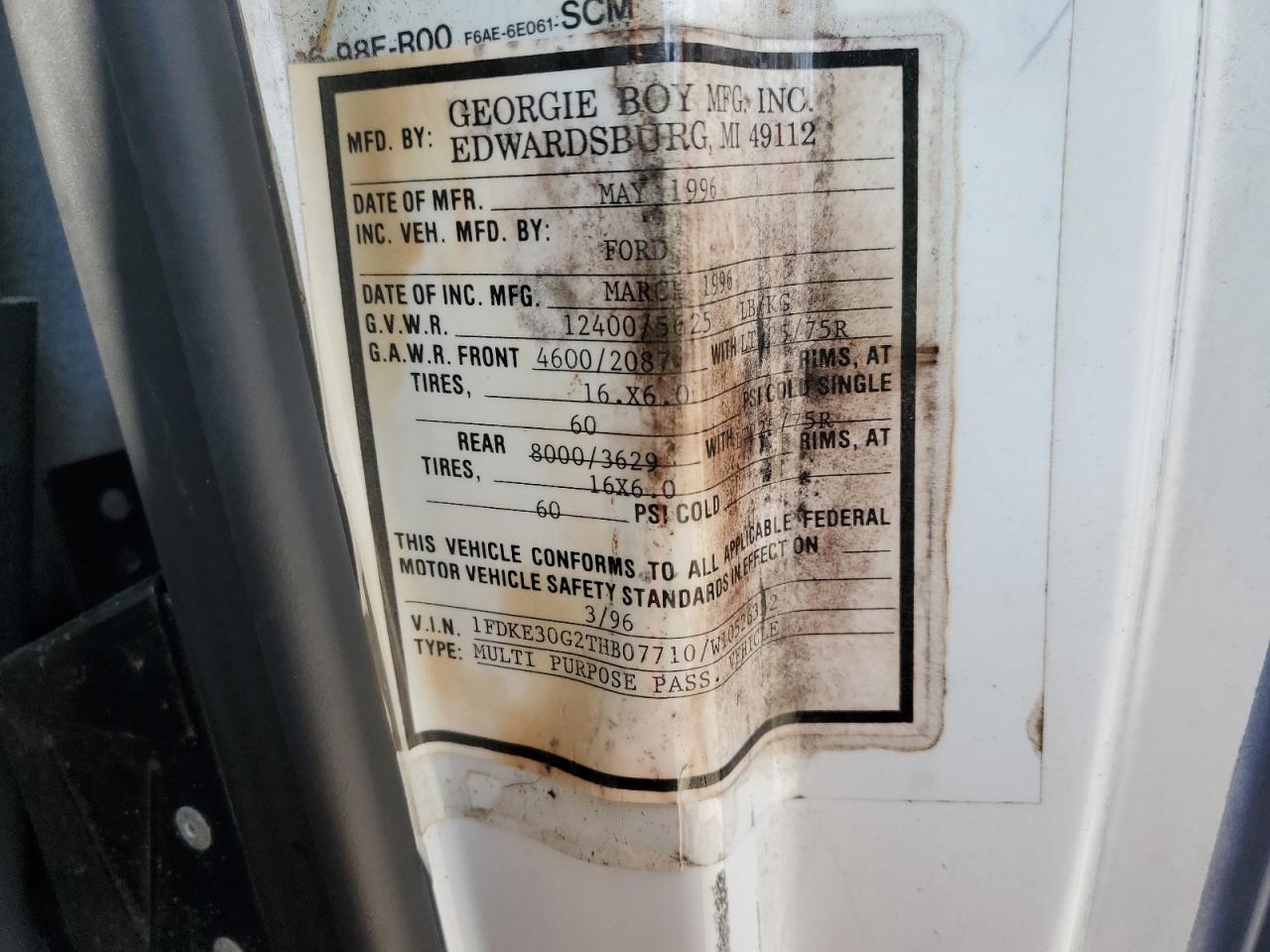 1FDKE30G2THB07710 1996 Ford Econoline E350 Cutaway Van