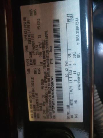 2022 Ford F150 Supercrew VIN: 1FTFW1E82NKD50741 Lot: 60147474