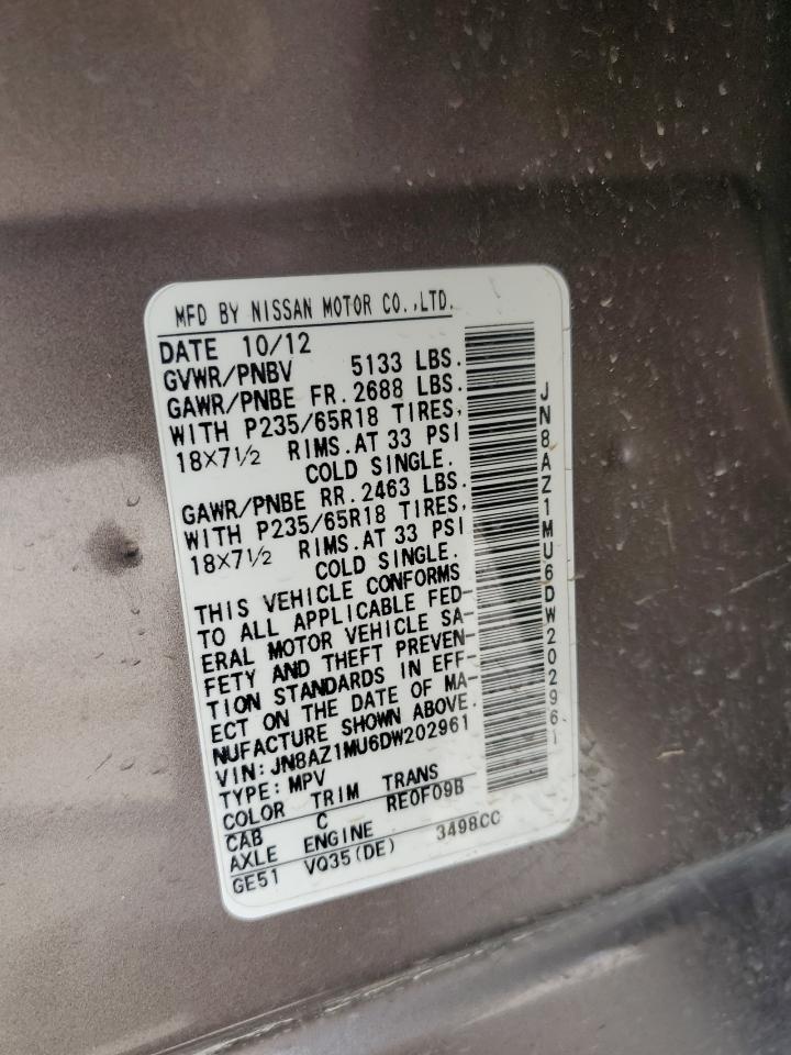 JN8AZ1MU6DW202961 2013 Nissan Murano S