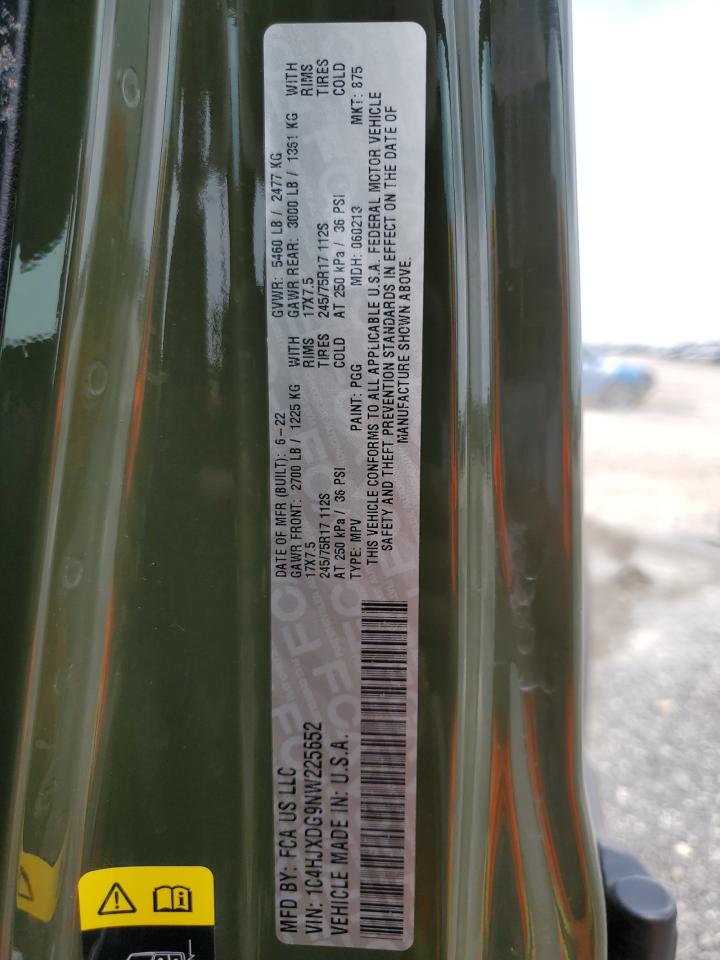 1C4HJXDG9NW225652 2022 Jeep Wrangler Unlimited Sport