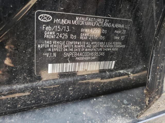 2013 Hyundai Sonata Gls VIN: 5NPEB4AC0DH695346 Lot: 58843444