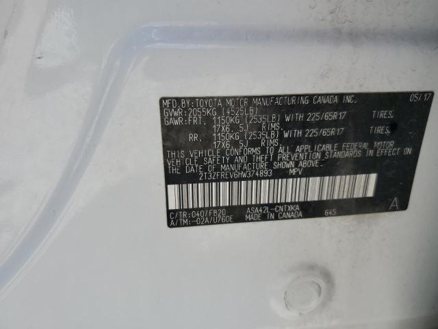 2017 Toyota Rav4 Le VIN: 2T3ZFREV6HW374893 Lot: 60768444