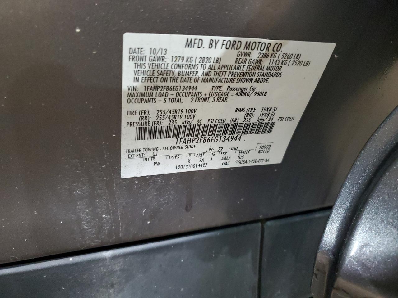 1FAHP2F86EG134944 2014 Ford Taurus Limited