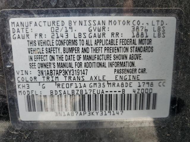 2019 Nissan Sentra S VIN: 3N1AB7AP3KY319147 Lot: 60521714