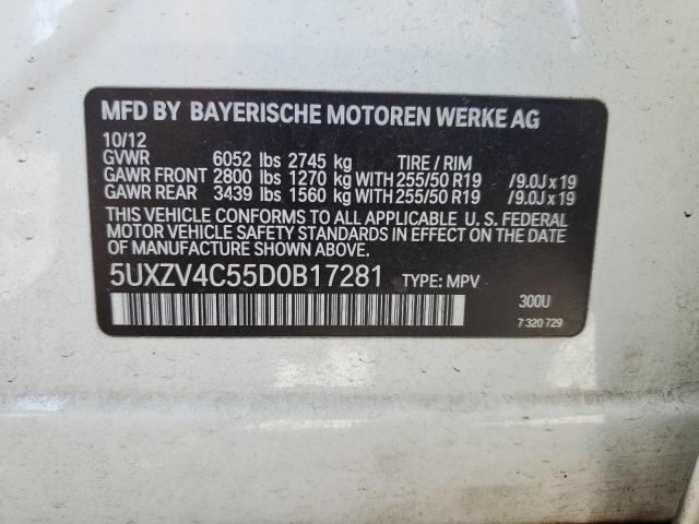 VIN 5UXZV4C55D0B17281 2013 BMW X5, Xdrive35I no.14