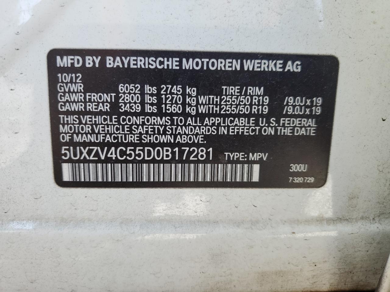 5UXZV4C55D0B17281 2013 BMW X5 xDrive35I