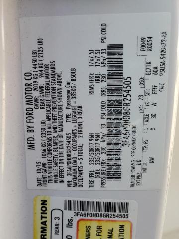 2016 Ford Fusion Se VIN: 3FA6P0HD8GR254505 Lot: 58652164