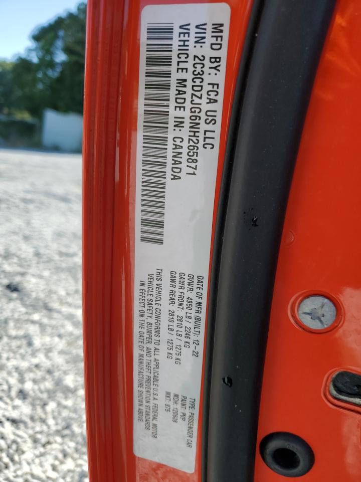 2C3CDZJG6NH265871 2022 Dodge Challenger Gt