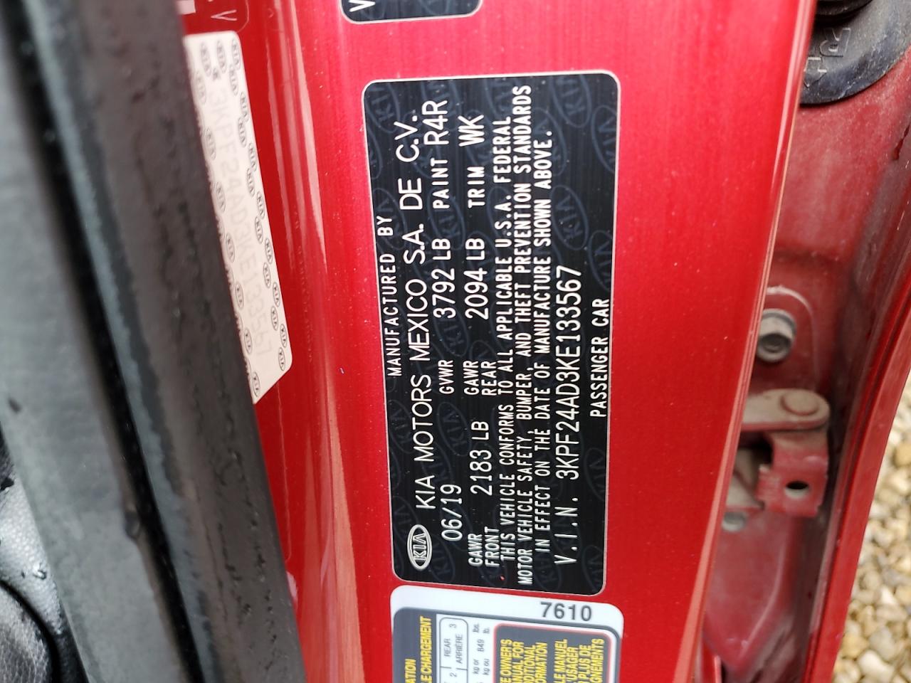 3KPF24AD3KE133567 2019 Kia Forte Fe