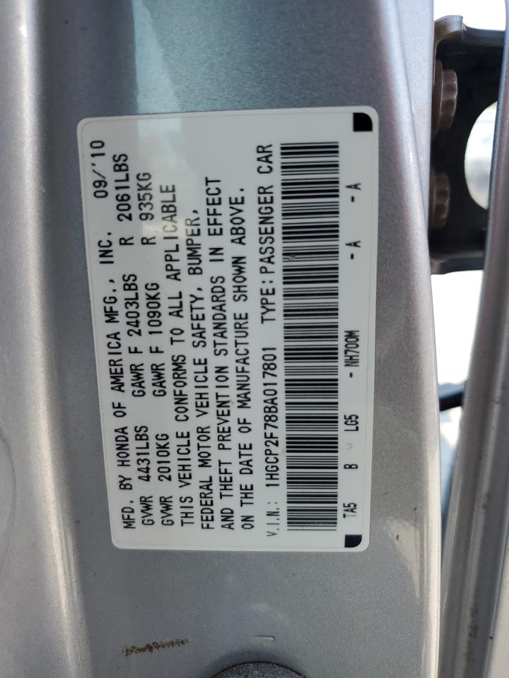 1HGCP2F78BA017801 2011 Honda Accord Ex