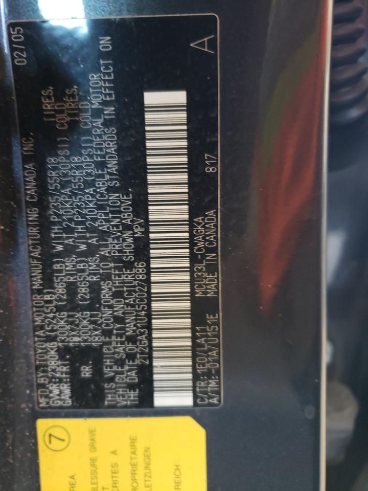 2T2GA31U45C027886 2005 Lexus Rx 330