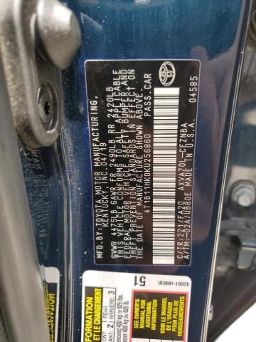 4T1B11HK0KU256860 2019 TOYOTA CAMRY - Image 12