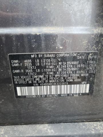 2019 Subaru Outback 2.5I VIN: 4S4BSABC4K3223879 Lot: 61225554