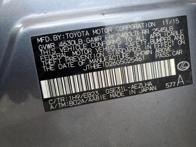 2016 Lexus Is 350 VIN: JTHBE1D26G5025461 Lot: 59519314