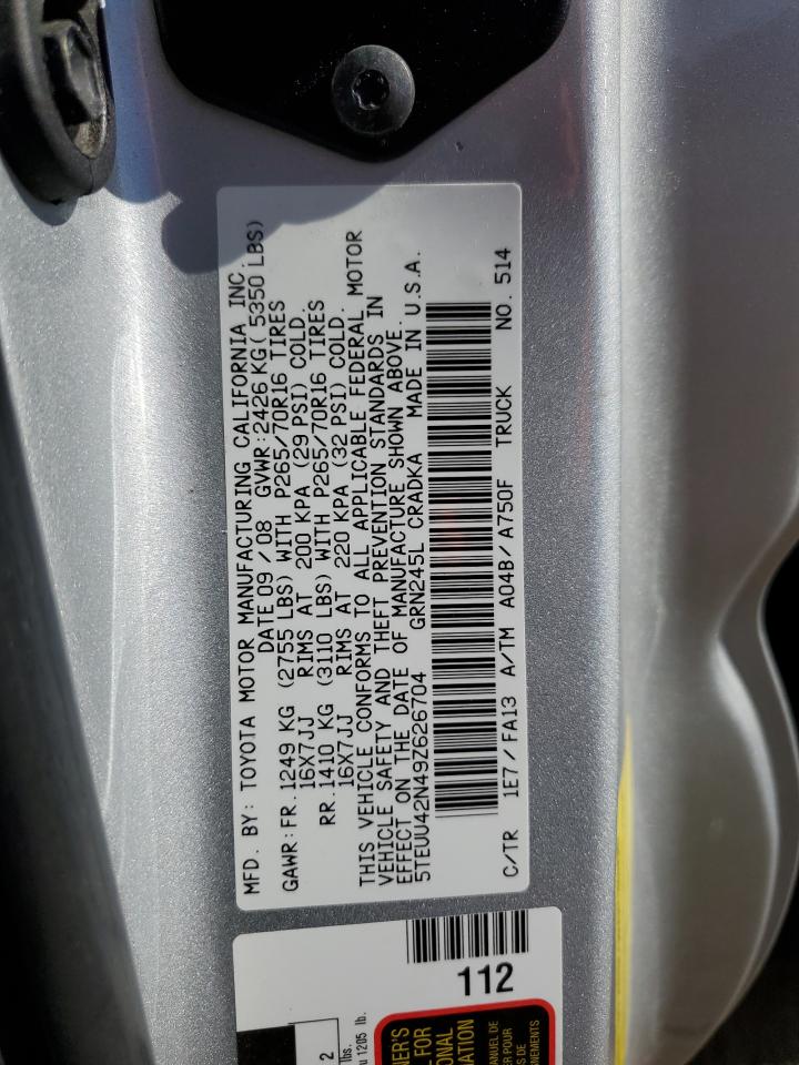 5TEUU42N49Z626704 2009 Toyota Tacoma Access Cab